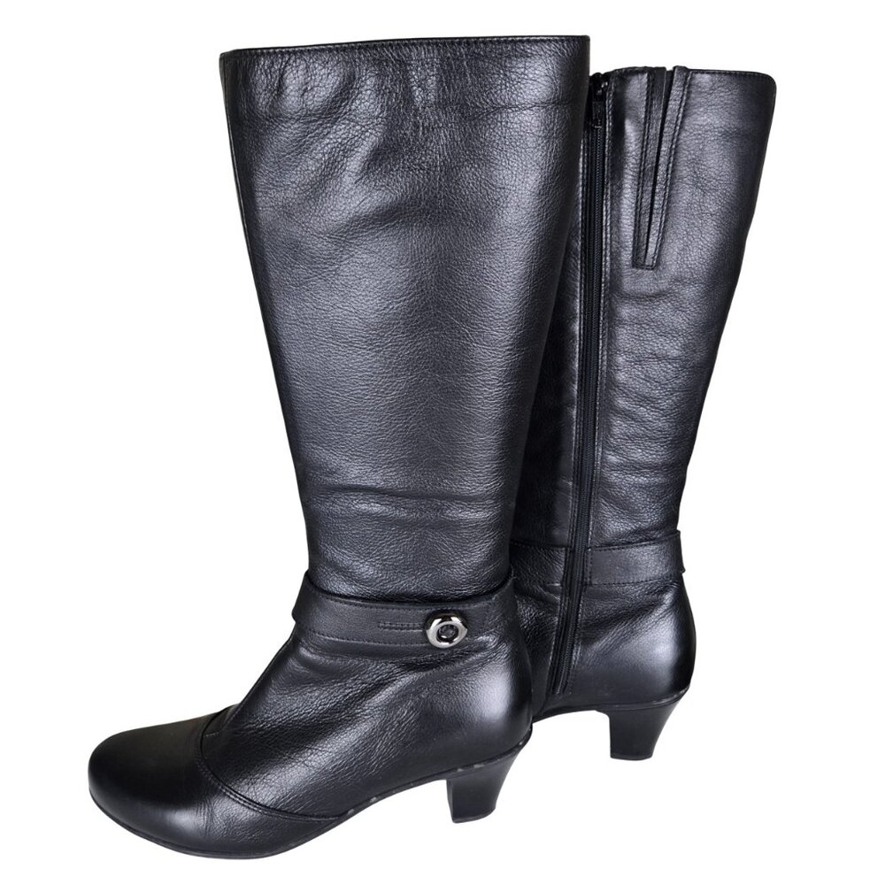 La Canadienne Tall Boots 9 Black Waterproof Leather Full Zip Very Good Condition